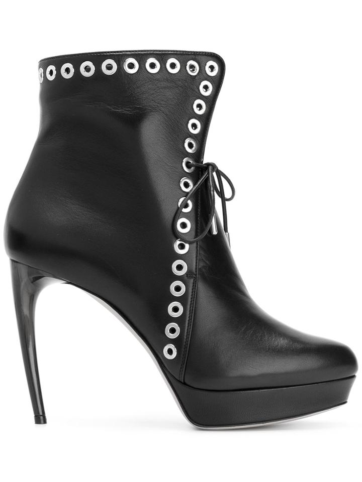 Alexander Mcqueen Horn Heel Booties - Black