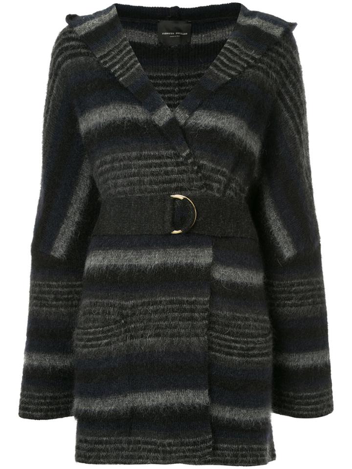 Roberto Collina Striped Belted Coat - Blue