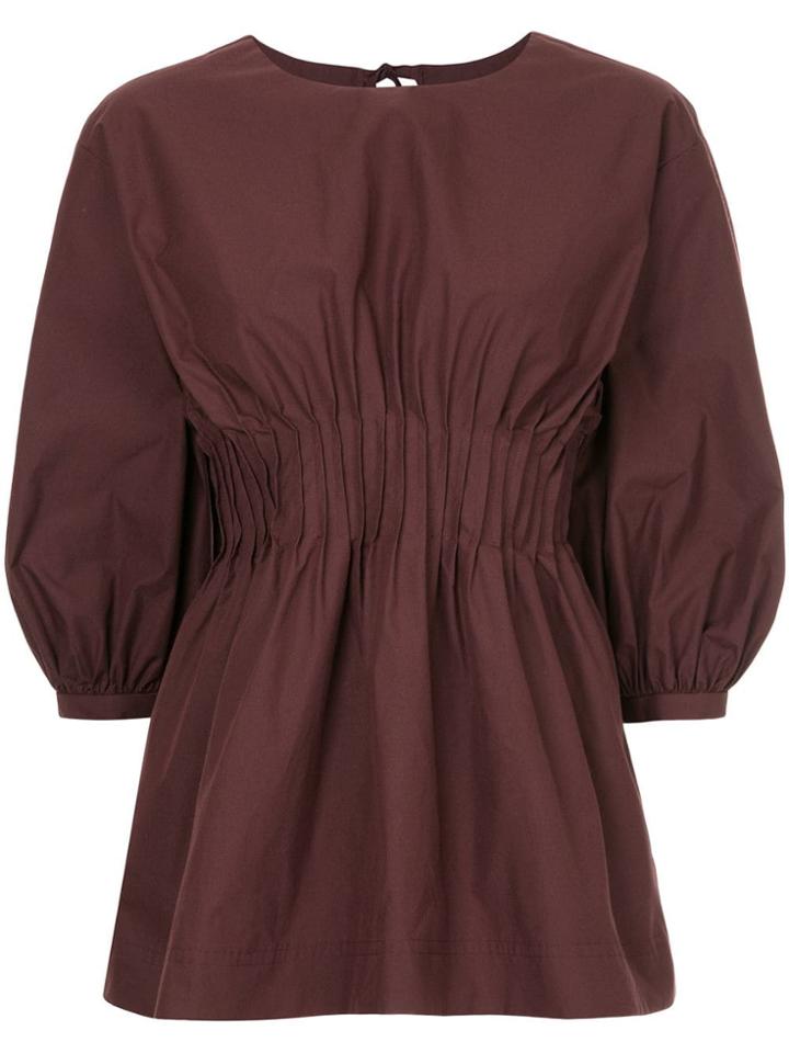 Le Ciel Bleu Pintuck Smocks Blouse - Red