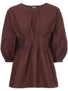 Le Ciel Bleu Pintuck Smocks Blouse - Red