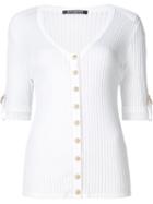 Balmain Half Sleeve Cardigan, Women's, Size: 38, White, Linen/flax/polyamide/viscose