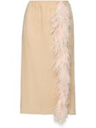 Prada Feather Trimmed Chiffon Skirt - White
