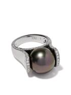 Yoko London 18kt White Gold Twilight Tahitian Pearl And Diamond Ring -