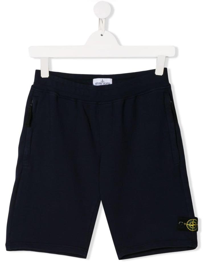 Stone Island Junior Teen Side Logo Track Shorts - Blue