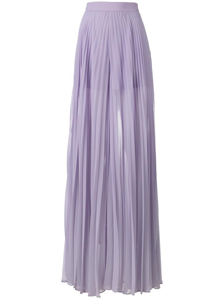 Elie Saab - Pleated Wide Palazzo Pants - Women - Polyester - 36, Women's, Pink/purple, Polyester