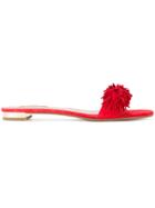Aquazzura Red Suede Wild Thing Slide Sandals