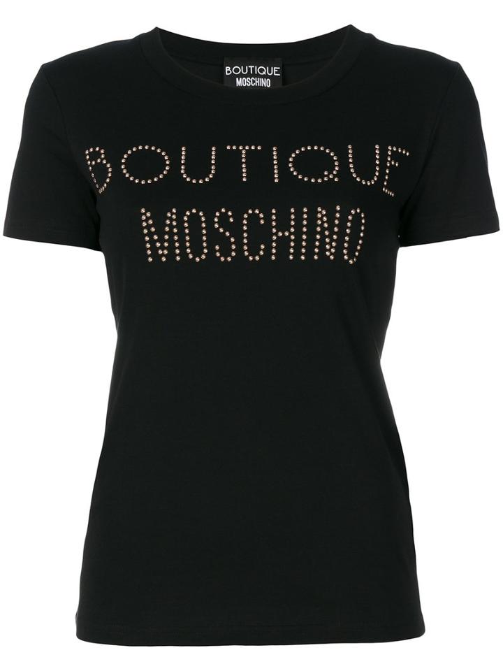 Boutique Moschino - Logo Studded T-shirt - Women - Cotton - 42, Black, Cotton