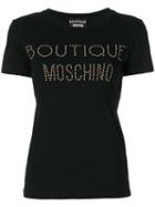 Boutique Moschino - Logo Studded T-shirt - Women - Cotton - 42, Black, Cotton