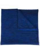 Etro Frayed Scarf, Men's, Blue, Silk/wool