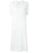 Sacai Sweater And Lace Combi-dress, Women's, Size: 1, White, Cotton/cupro