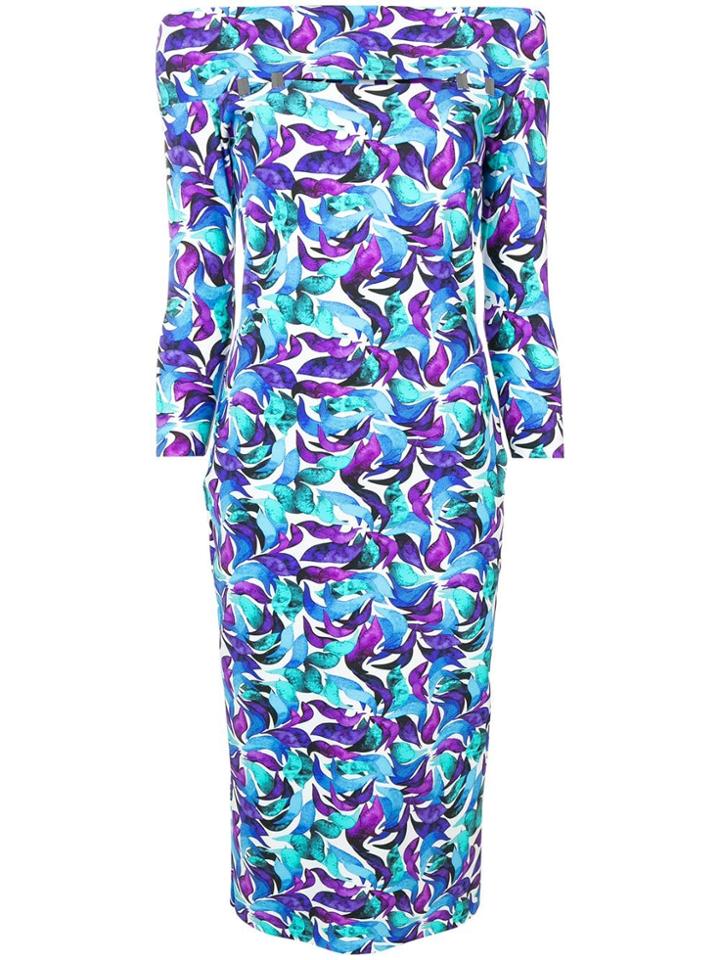 Le Petite Robe Di Chiara Boni Floral Off Shoulder Dress - Blue