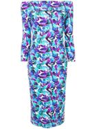 Le Petite Robe Di Chiara Boni Floral Off Shoulder Dress - Blue