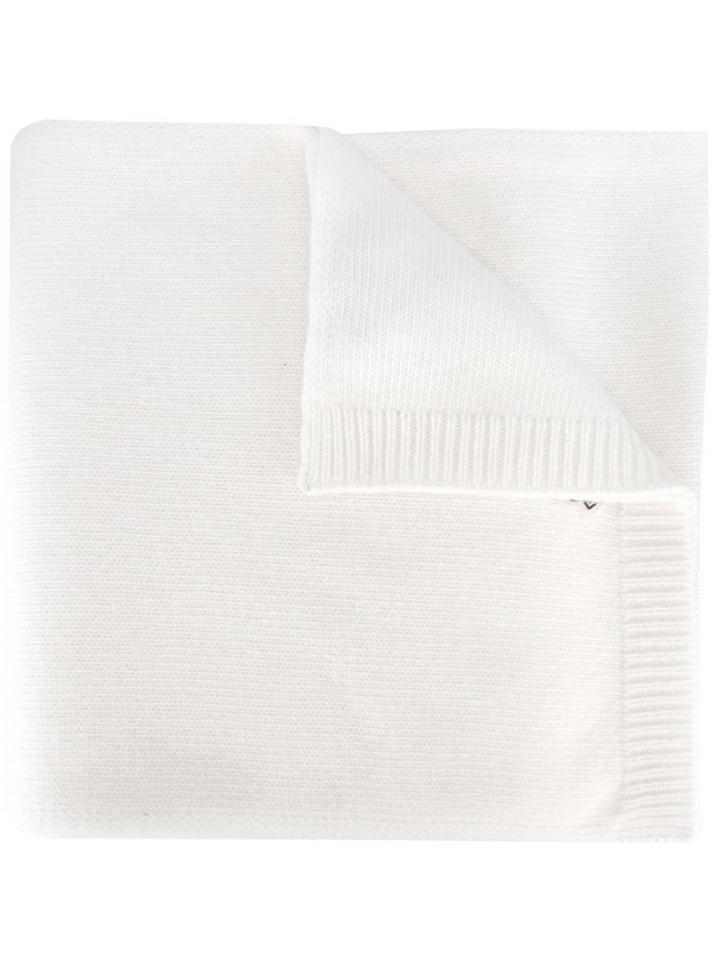 Moncler Logo Scarf, Men's, White, Virgin Wool
