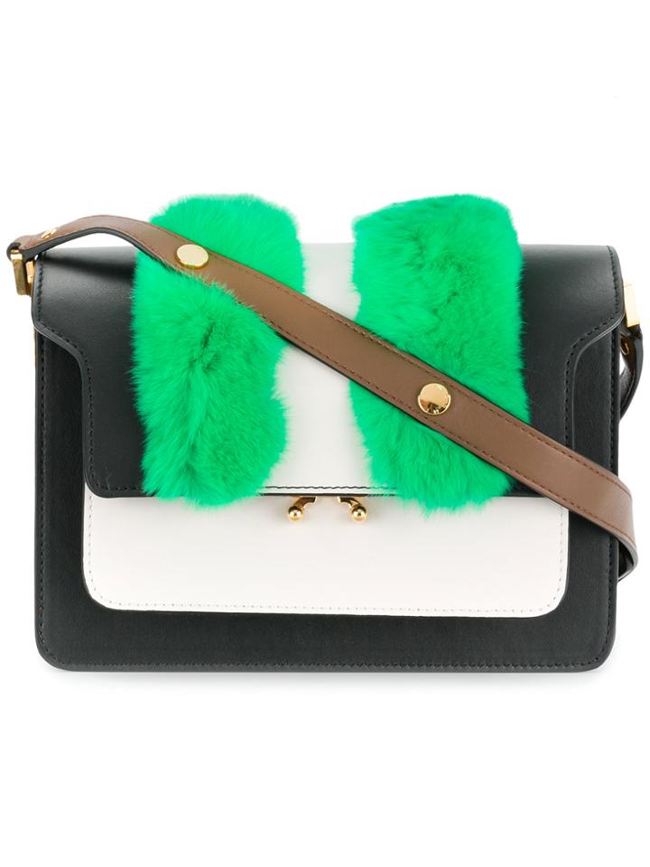 Marni Faux Fur Trim Shoulder Bag - Blue