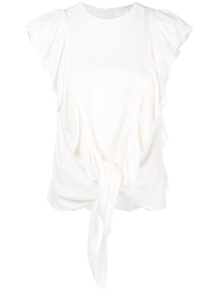 Frame Denim Knot Draped Shirt - White