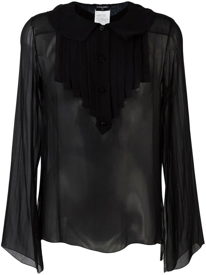 Chanel Pre-owned Ruffled Bib Shirt - Black