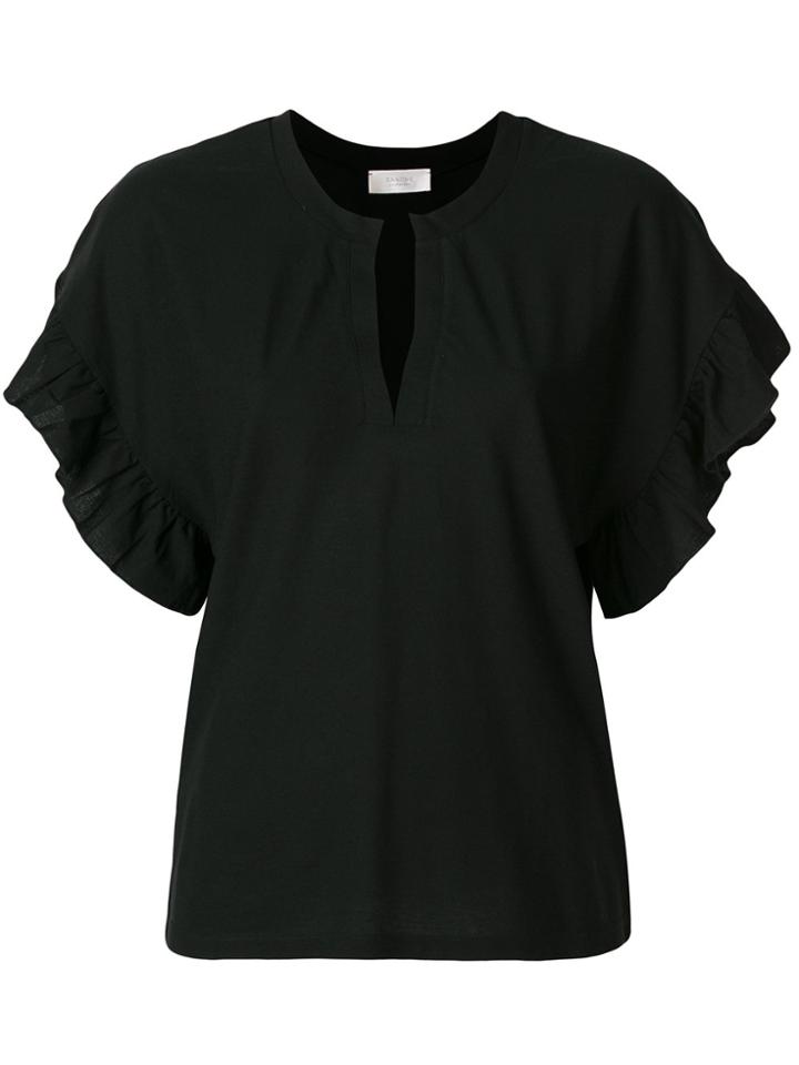 Zanone Frill Trimmed T-shirt - Black