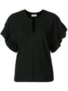 Zanone Frill Trimmed T-shirt - Black