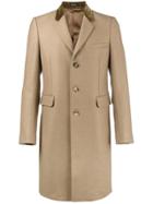 Alexander Mcqueen Camel Velvet Collar Coat - Brown