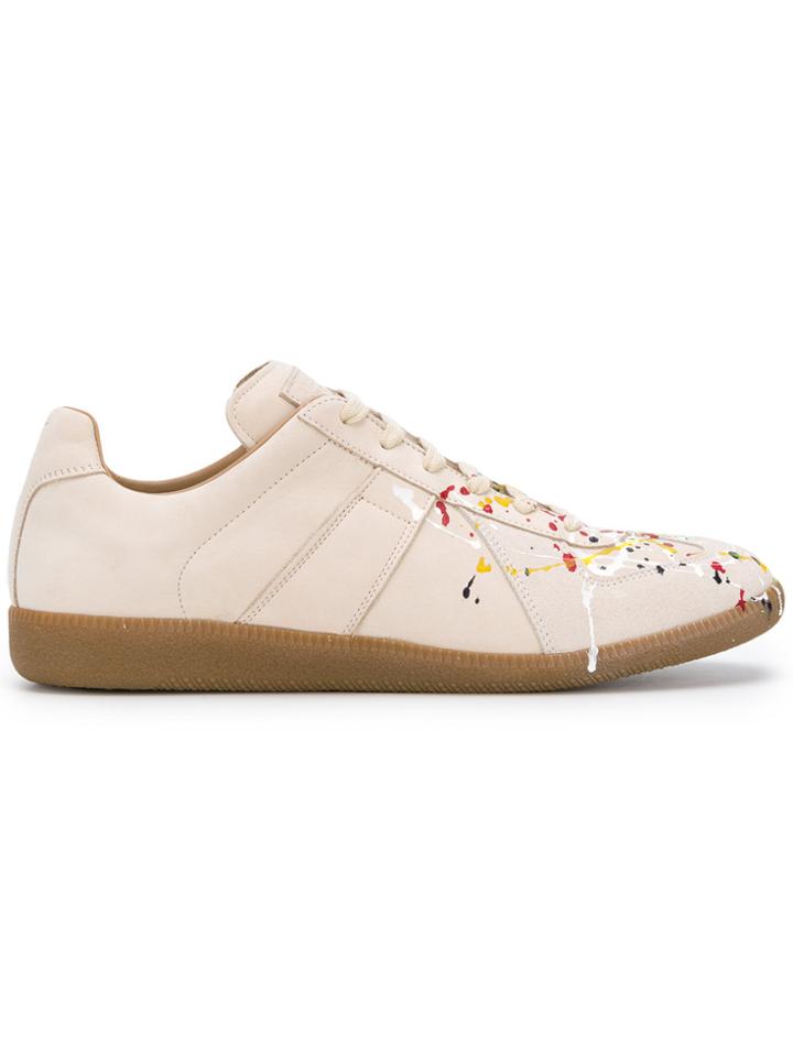Maison Margiela Splatter Low Top Sneakers - Nude & Neutrals