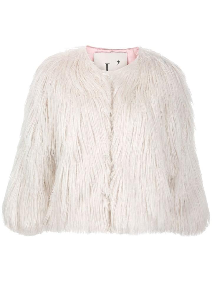 L'autre Chose Short Faux-fur Jacket - White