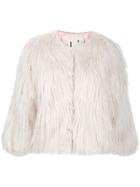 L'autre Chose Short Faux-fur Jacket - White