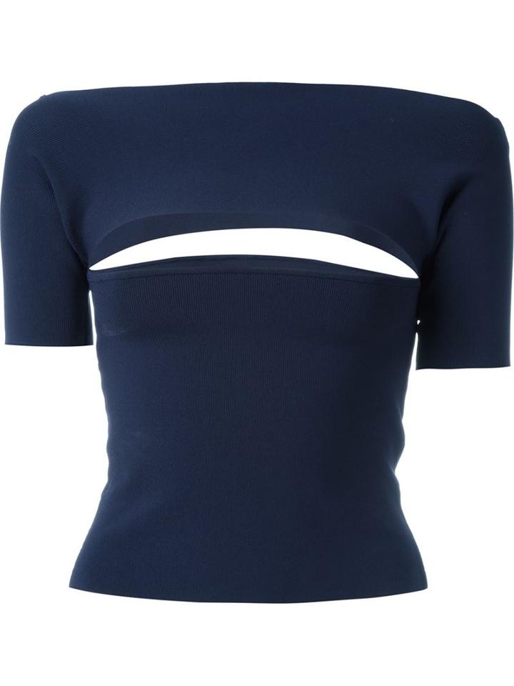 T By Alexander Wang Cut-out T-shirt, Women's, Size: Small, Blue, Viscose/nylon/spandex/elastane