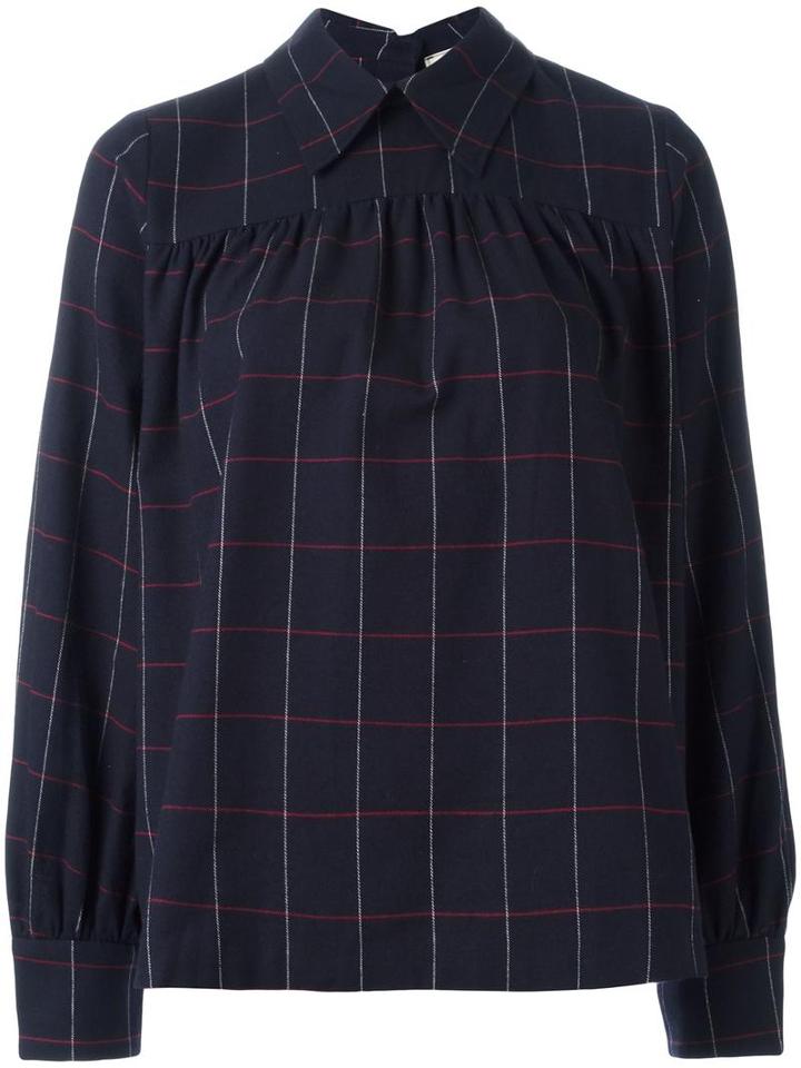 Maison Kitsuné Check Long Sleeve Shirt, Women's, Size: 38, Black, Cotton