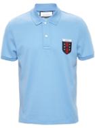 Gucci Short Sleeved Logo Polo Shirt, Men's, Size: Medium, Blue, Cotton/spandex/elastane