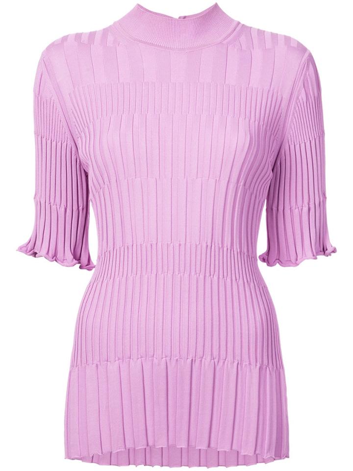 Carolina Herrera Ribbed Short-sleeve Knit - Pink