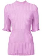 Carolina Herrera Ribbed Short-sleeve Knit - Pink