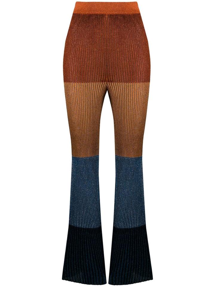 Marco De Vincenzo Colour-block Ribbed-knit Trousers - Brown