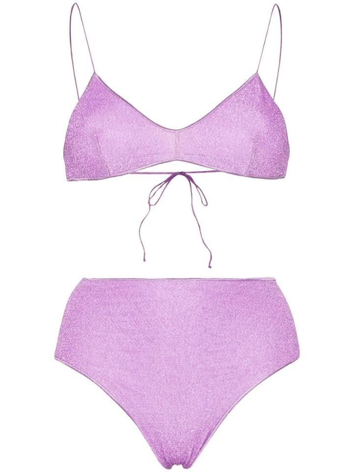 Oseree Lumiere High-waisted Glitter Bikini - Purple