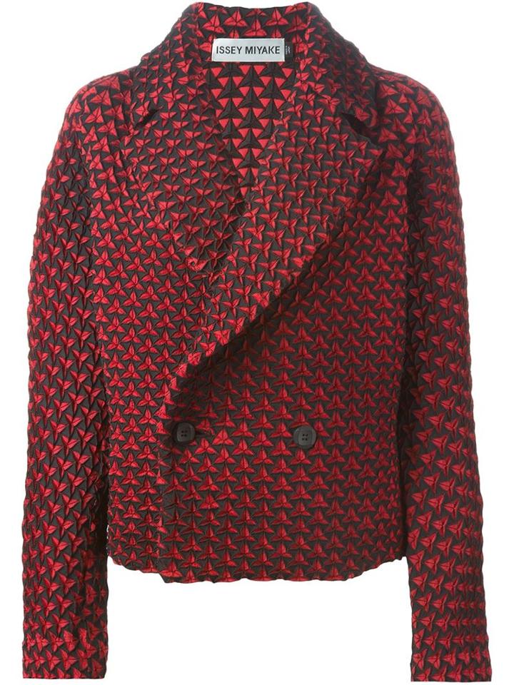 Issey Miyake Geometric Pattern Double Breasted Jacket