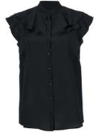Givenchy - Frill-trim Blouse - Women - Silk - 40, Black, Silk