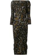 Vivienne Westwood Anglomania Leopard Print Gather Detail Dress - Brown
