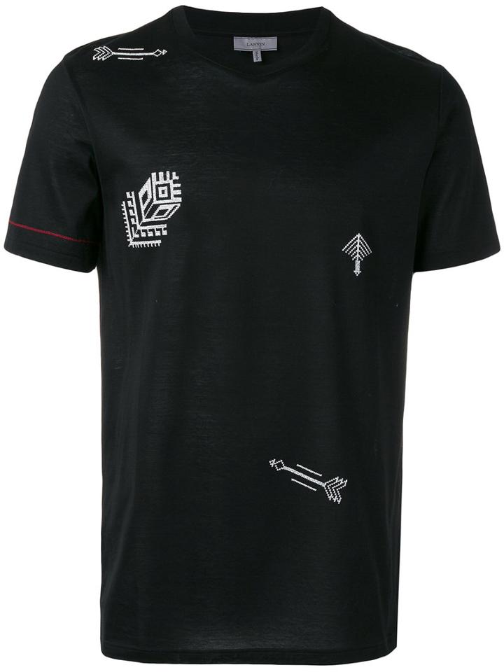 Lanvin Embroidered Motif T-shirt, Men's, Size: Xs, Black, Cotton/viscose