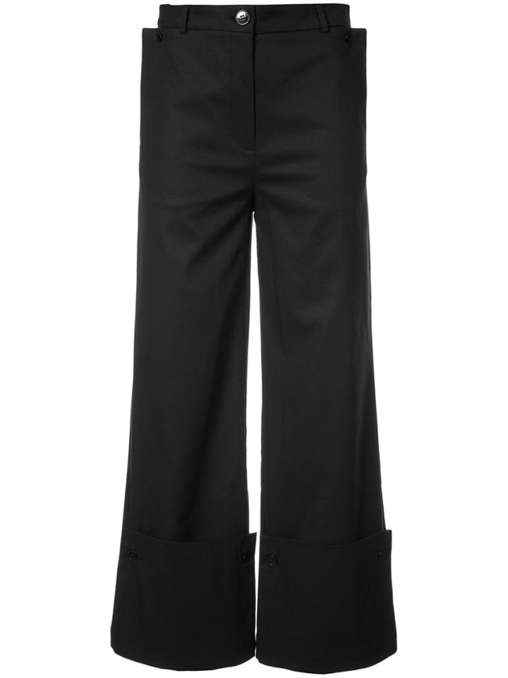Balossa White Shirt Cropped Wide Leg Trousers - Black
