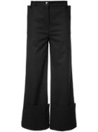 Balossa White Shirt Cropped Wide Leg Trousers - Black