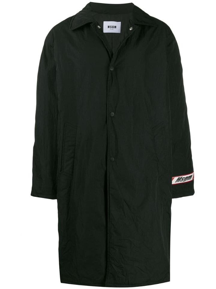 Msgm Oversized Logo Raincoat - Black