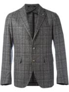 Tagliatore Plaid Single Breasted Blazer, Men's, Size: 52, Grey, Cupro/virgin Wool