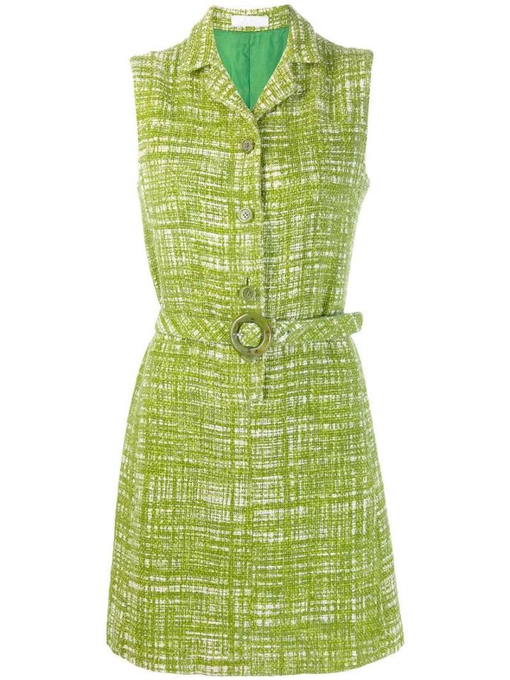 Prada Pre-owned Tweed Shift Dress - Green