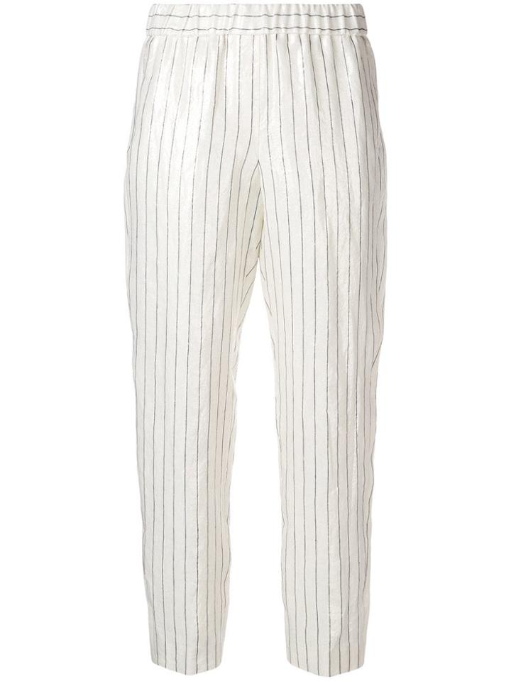 Peserico Striped Straight-leg Trousers - Neutrals