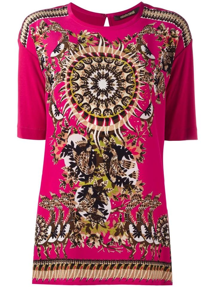 Roberto Cavalli Abstract Print T-shirt - Pink & Purple