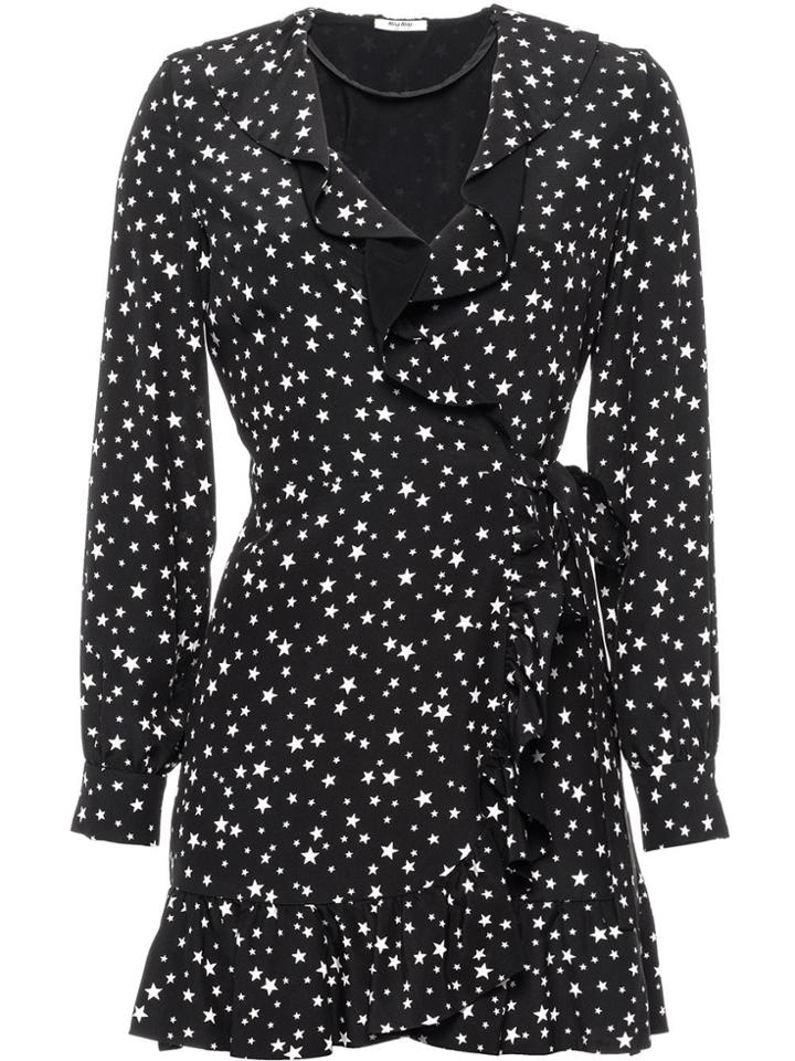 Miu Miu Marocain Crepe Wrap Dress - Black