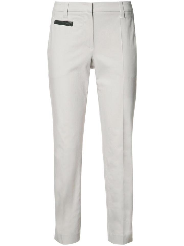 Brunello Cucinelli Skinny Cropped Trousers, Women's, Size: 40, Grey, Cotton/spandex/elastane
