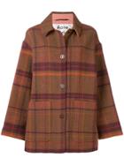 Acne Studios Short Plaid Cocoon Coat - Brown