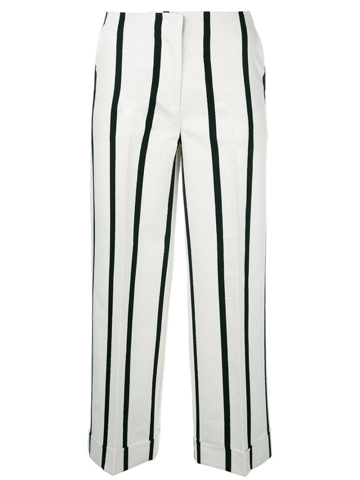 Twin-set Striped Cropped Trousers, Women's, Size: 38, Nude/neutrals, Cotton/polyester/viscose