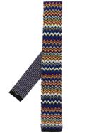 Missoni Knitted Patterned Tie - Blue