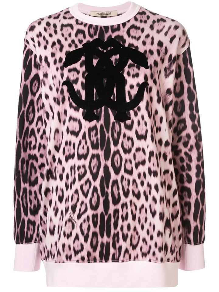 Roberto Cavalli Logo Leopard Pattern Jumper - Pink